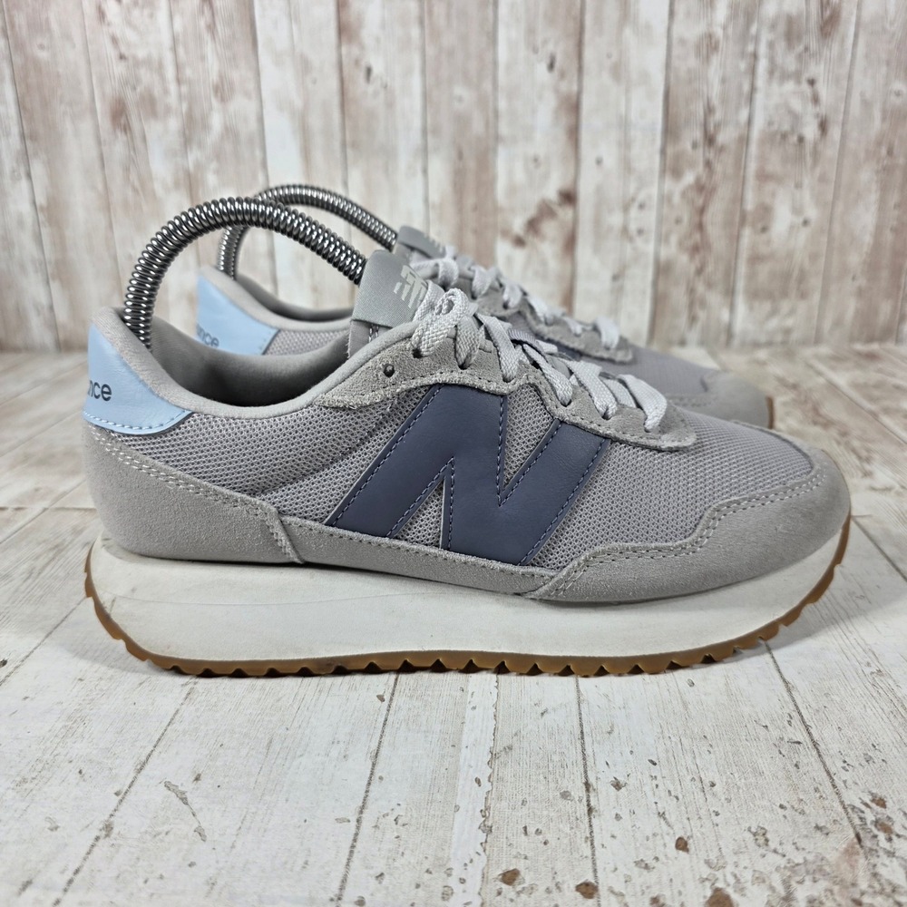 New Balance 237 Womens Grey Blue Suede Mesh Retro Sneakers WS237FE Size 7